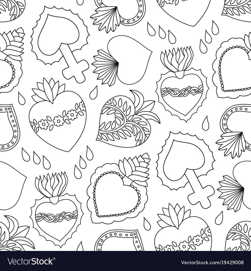 Sacred heart seamless pattern Royalty Free Vector Image