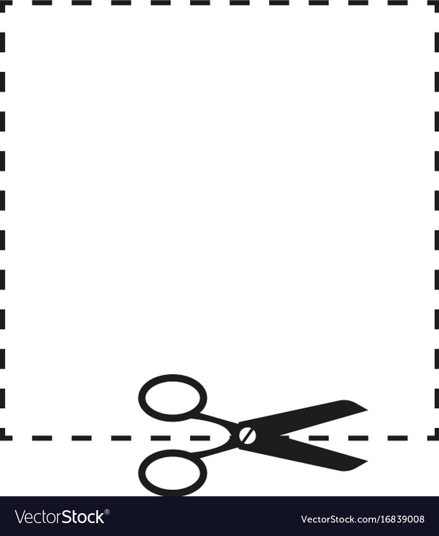 Scissors and dashed line sign