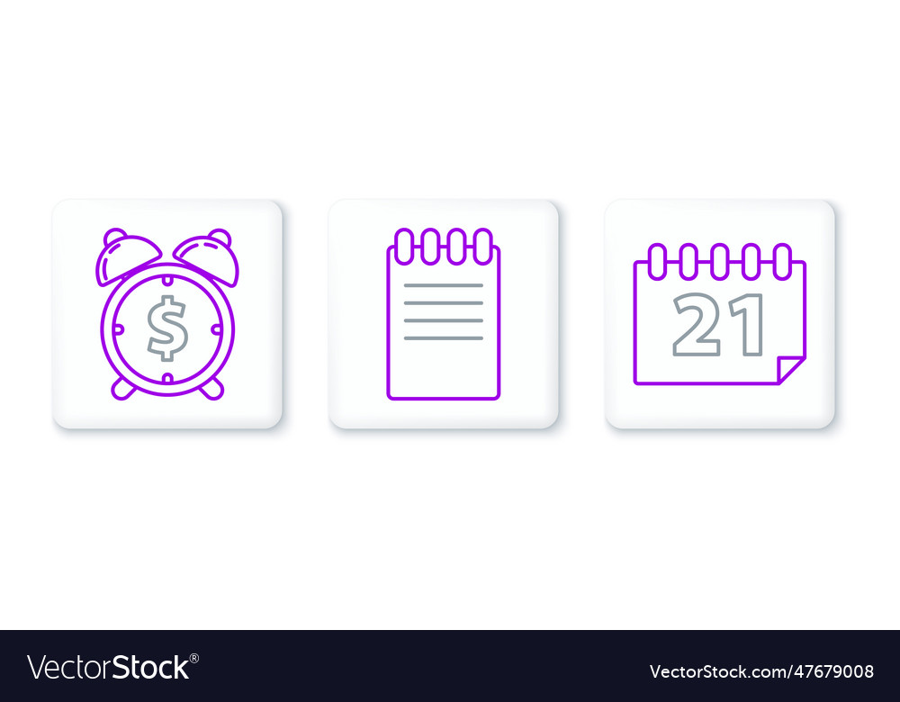 Set line calendar alarm clock with dollar symbol vector image Set line calendar alarm clock with dollar symbol