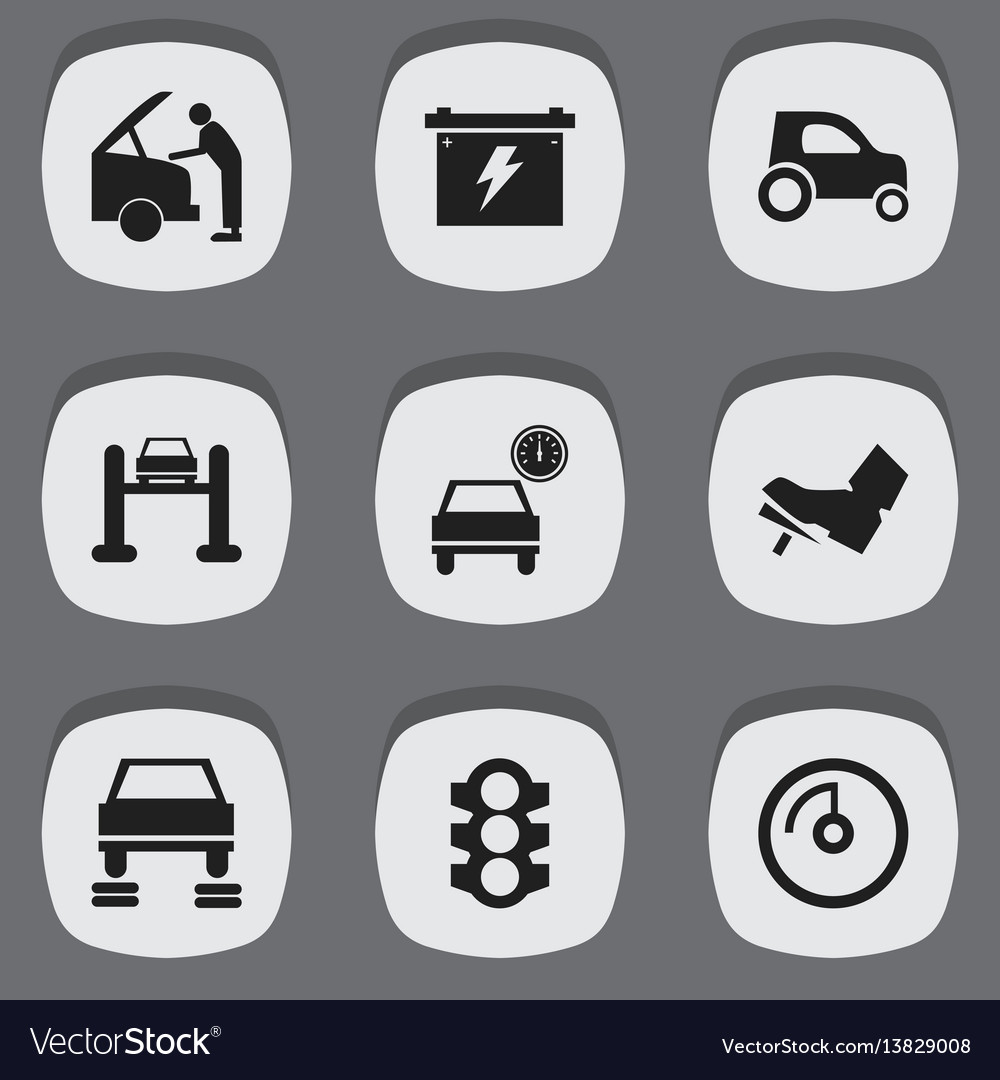 Set of 9 editable traffic icons includes symbols vector image Set of 9 editable traffic icons includes symbols