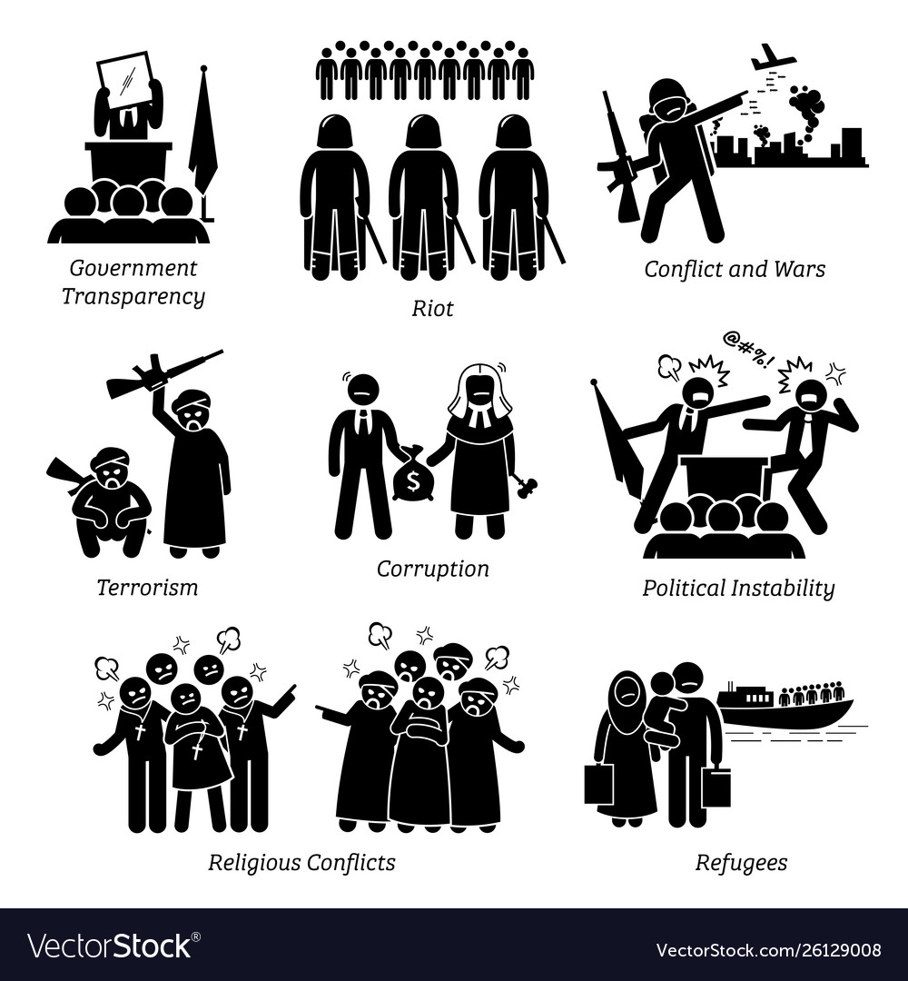 Social issues world problems pictograph icons Vector Image