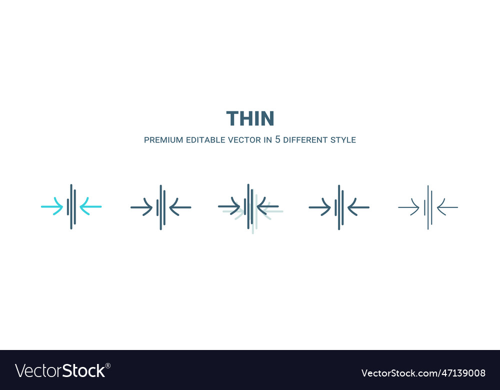 Thin icon in 5 different style outline filled two vector image Thin icon in 5 different style outline filled two
