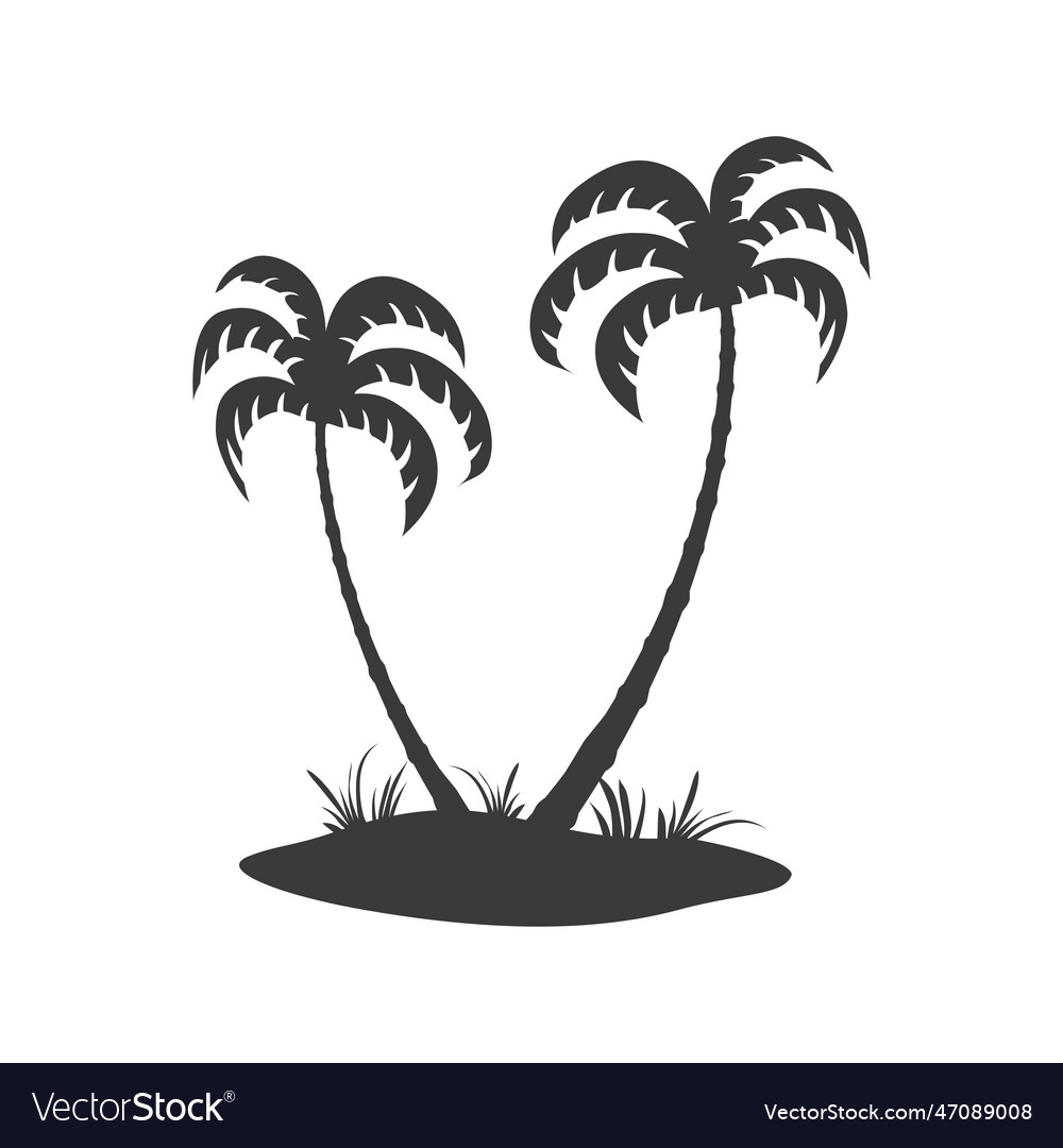 Tropical palm trees on the island isolated