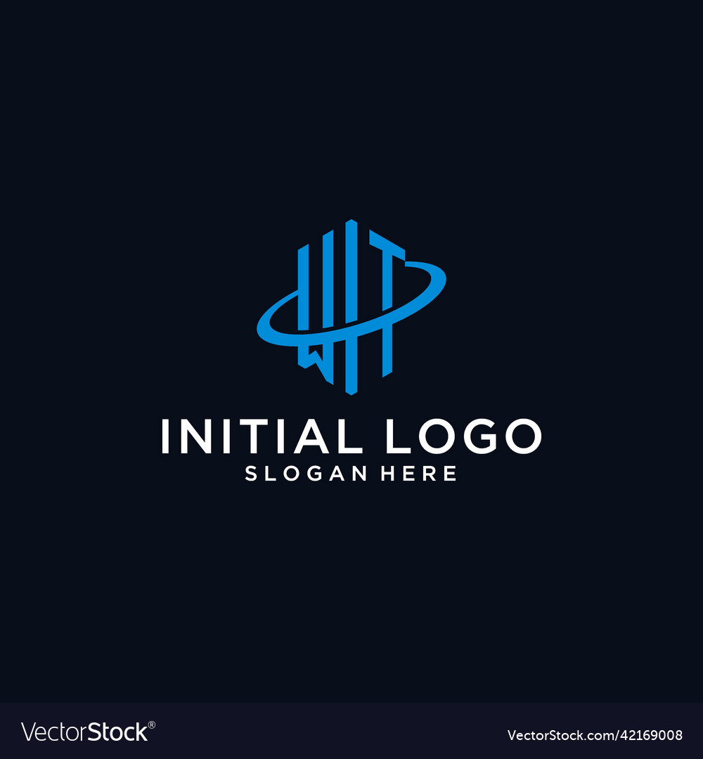 Wt initial monogram logo with hexagonal shape vector image Wt initial monogram logo with hexagonal shape