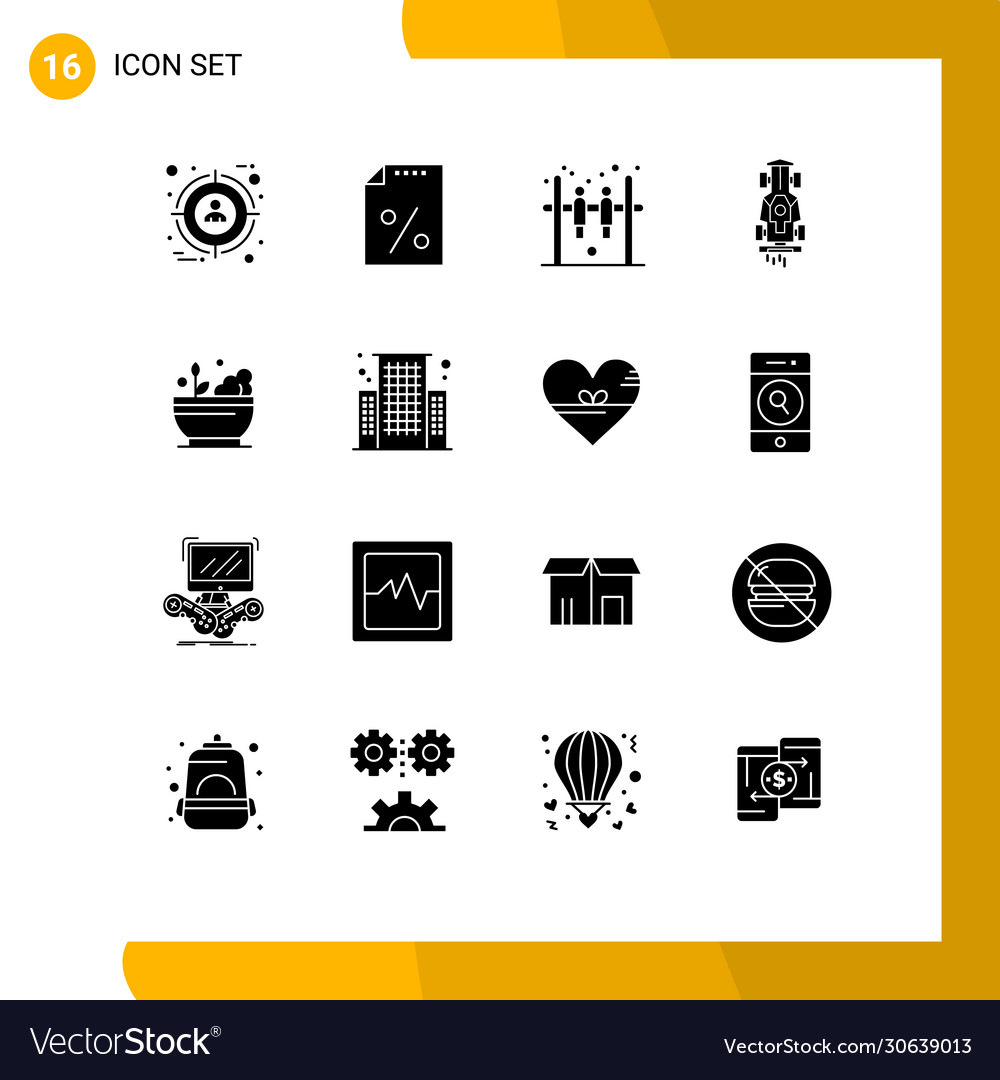 16 universal solid glyphs set for web and mobile