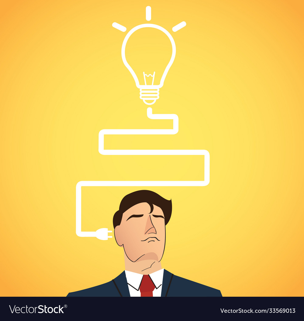 Businessman thinking with light bulb shape