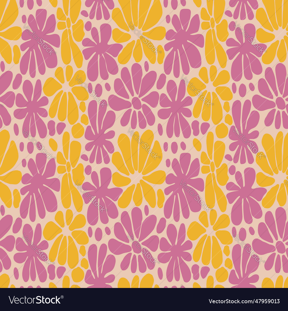 Creative flowers seamless pattern retro groovy Vector Image