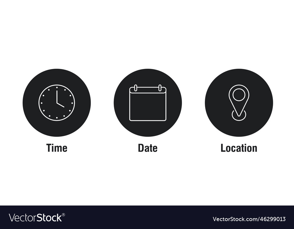 Date & Location Icons - Flat Style