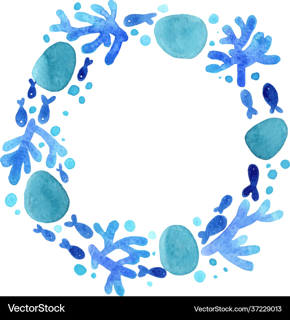 Easter egg fish and coral wreath for decoration Vector Image
