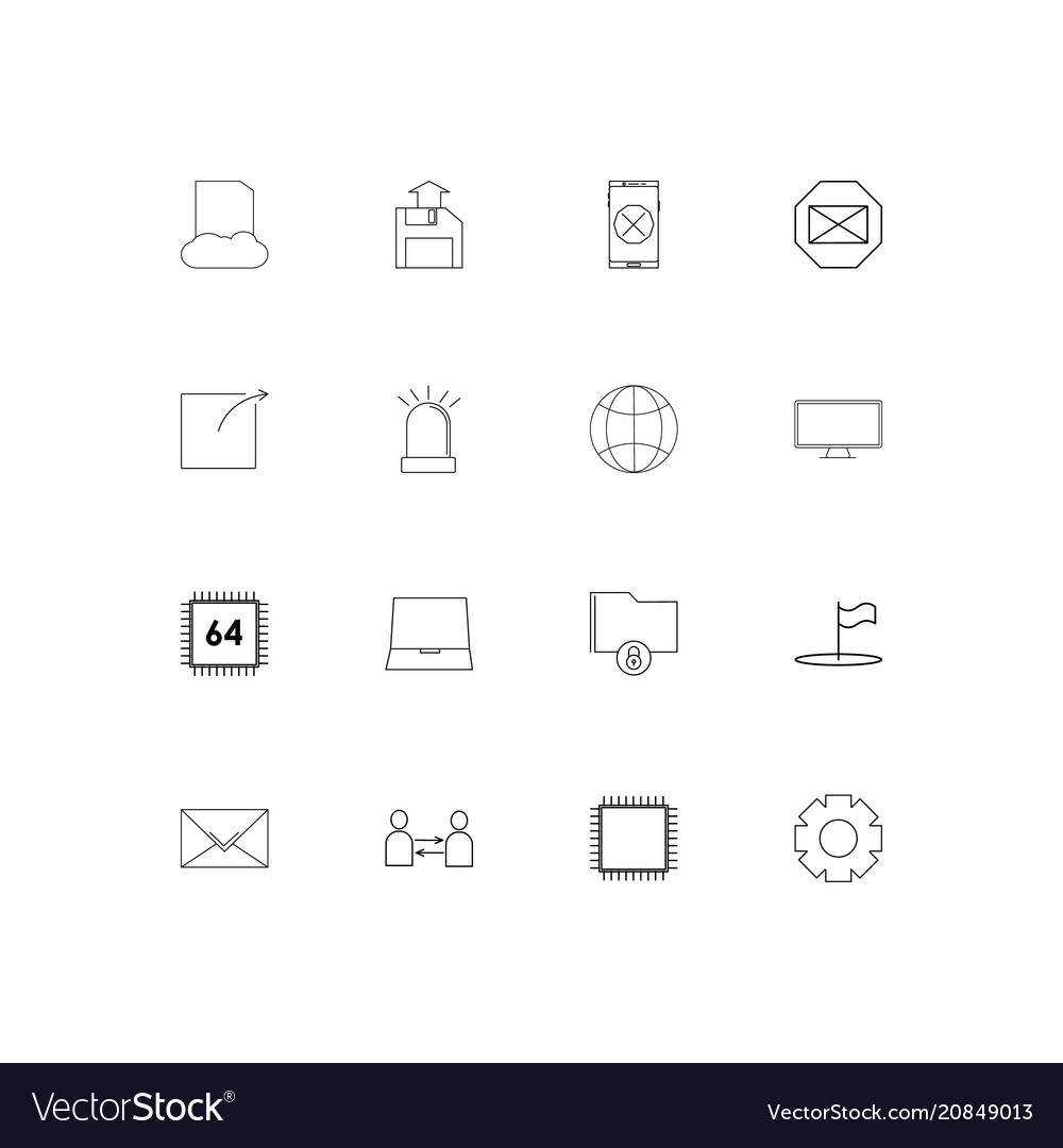 Internet technologies linear thin icons set