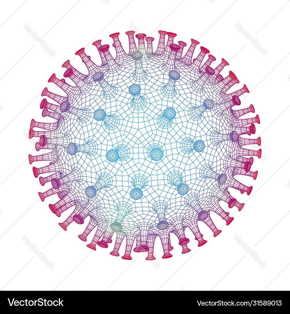 Isolated wireframe polygonal mesh virus model Vector Image