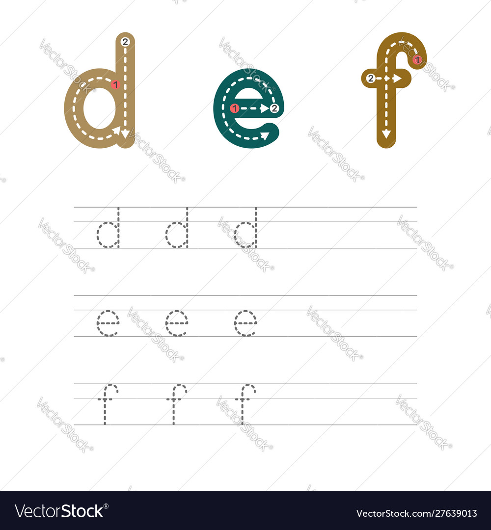 Learn to write letters def small 2 Vector Image Learn to write letters def small 2