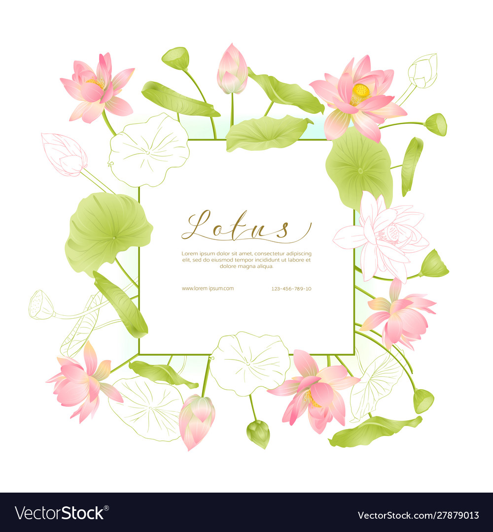 Lotus flowers template for wedding invitation