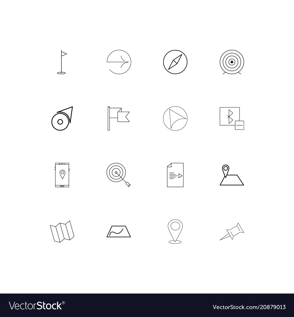 Maps and navigation linear thin icons set