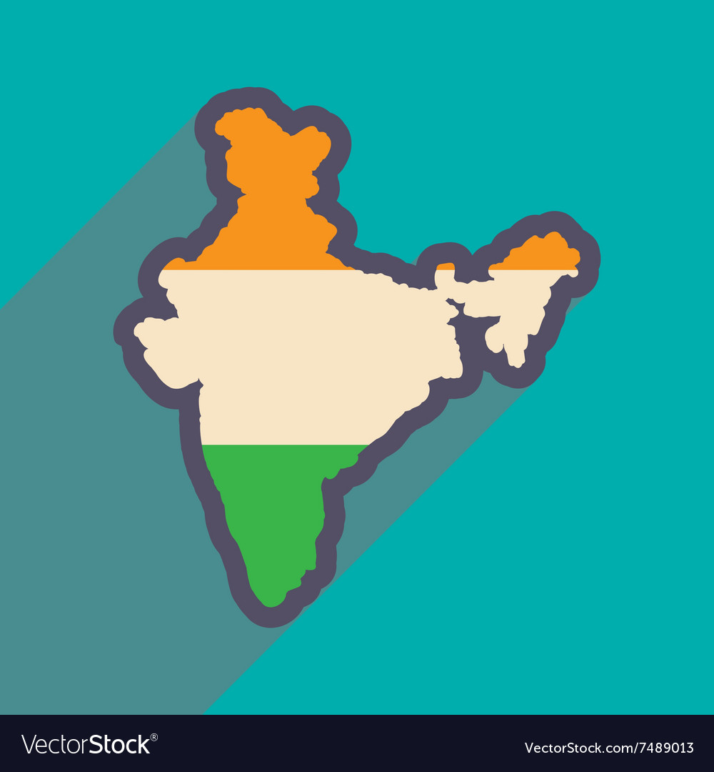 Modern flat icon with long shadow map of india
