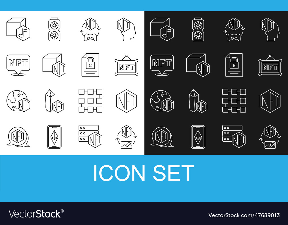 Set line nft digital crypto art and document