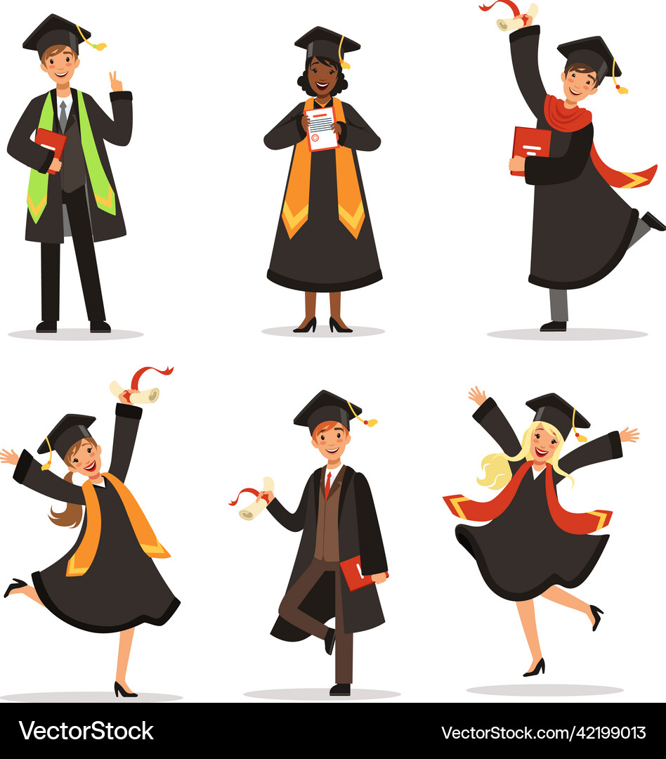 Success and happy students graduation Royalty Free Vector
