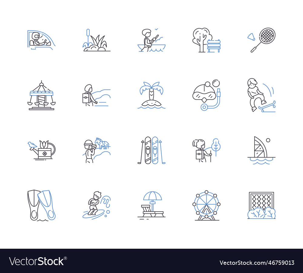 Summer vacation outline icons collection holiday Vector Image