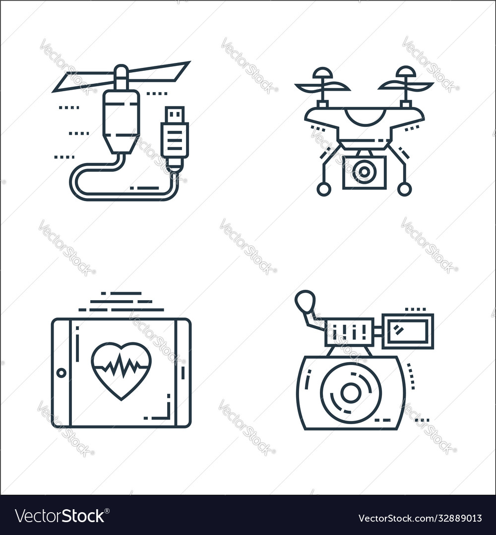 Technology devices line icons linear set quality