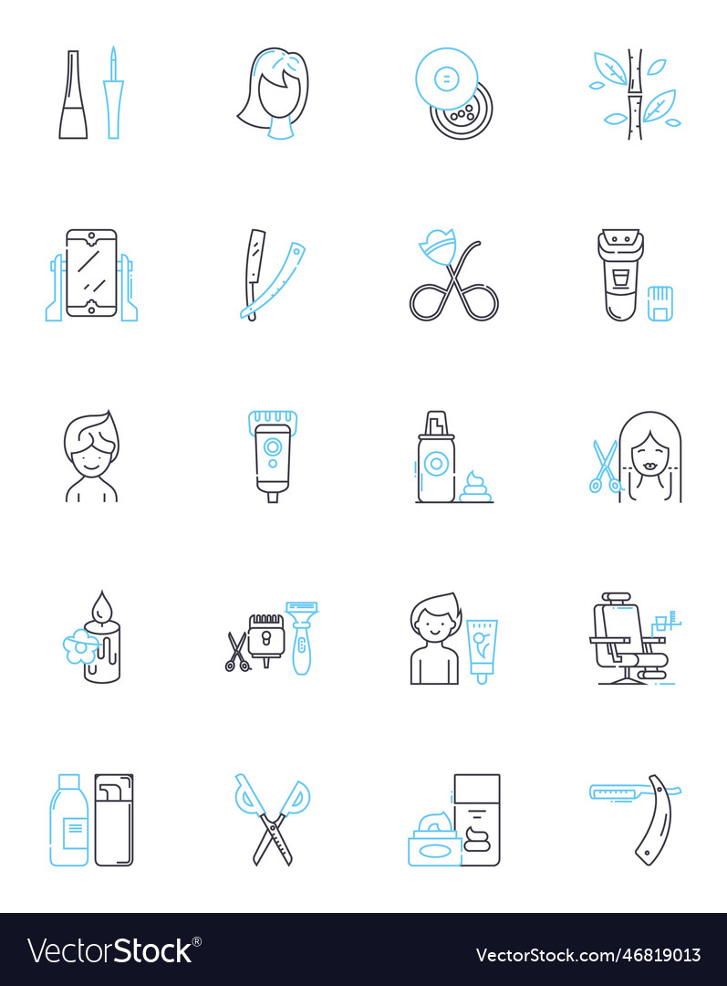 Tonsorial parlor linear icons set barber shave vector image