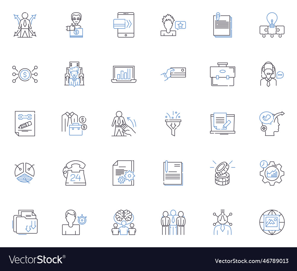 Wealth line icons collection prosperity Vector Image Wealth line icons collection prosperity