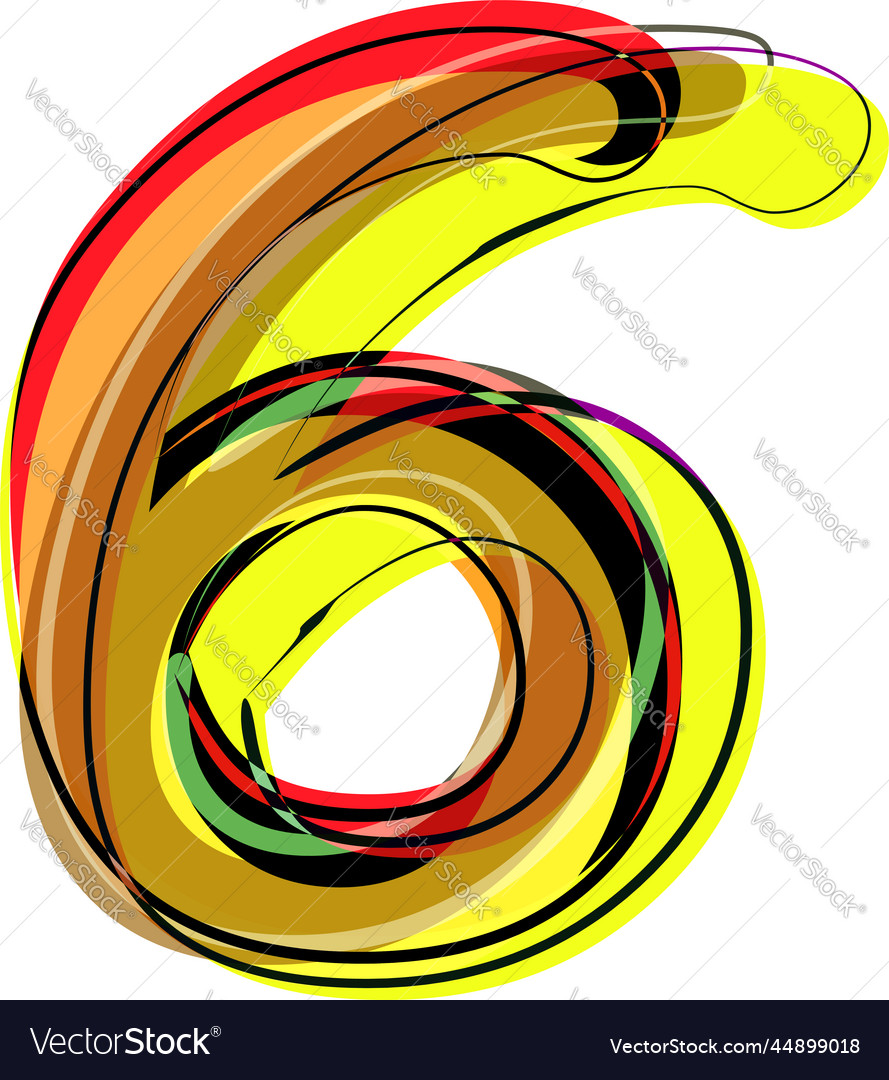 Abstract colorful number 6