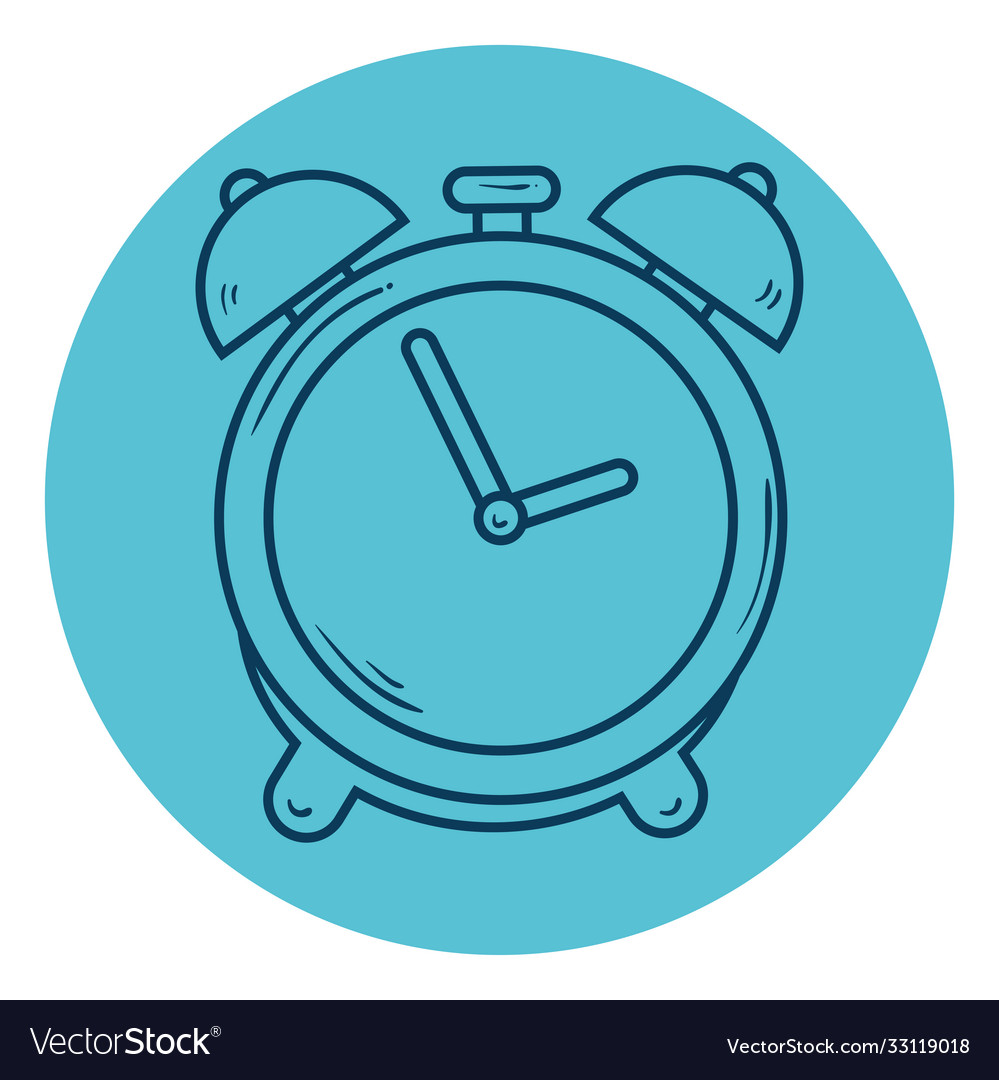 Alarm clock wake up time line style in circle