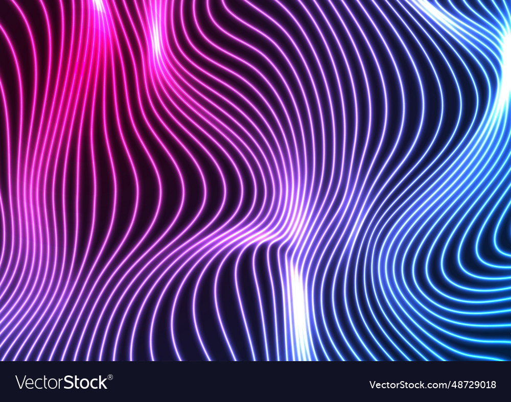 Blue ultraviolet neon curved wavy lines abstract