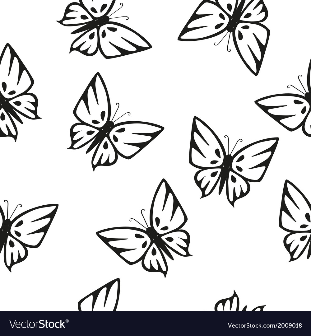 Butterflies silhouettes seamless texture Vector Image