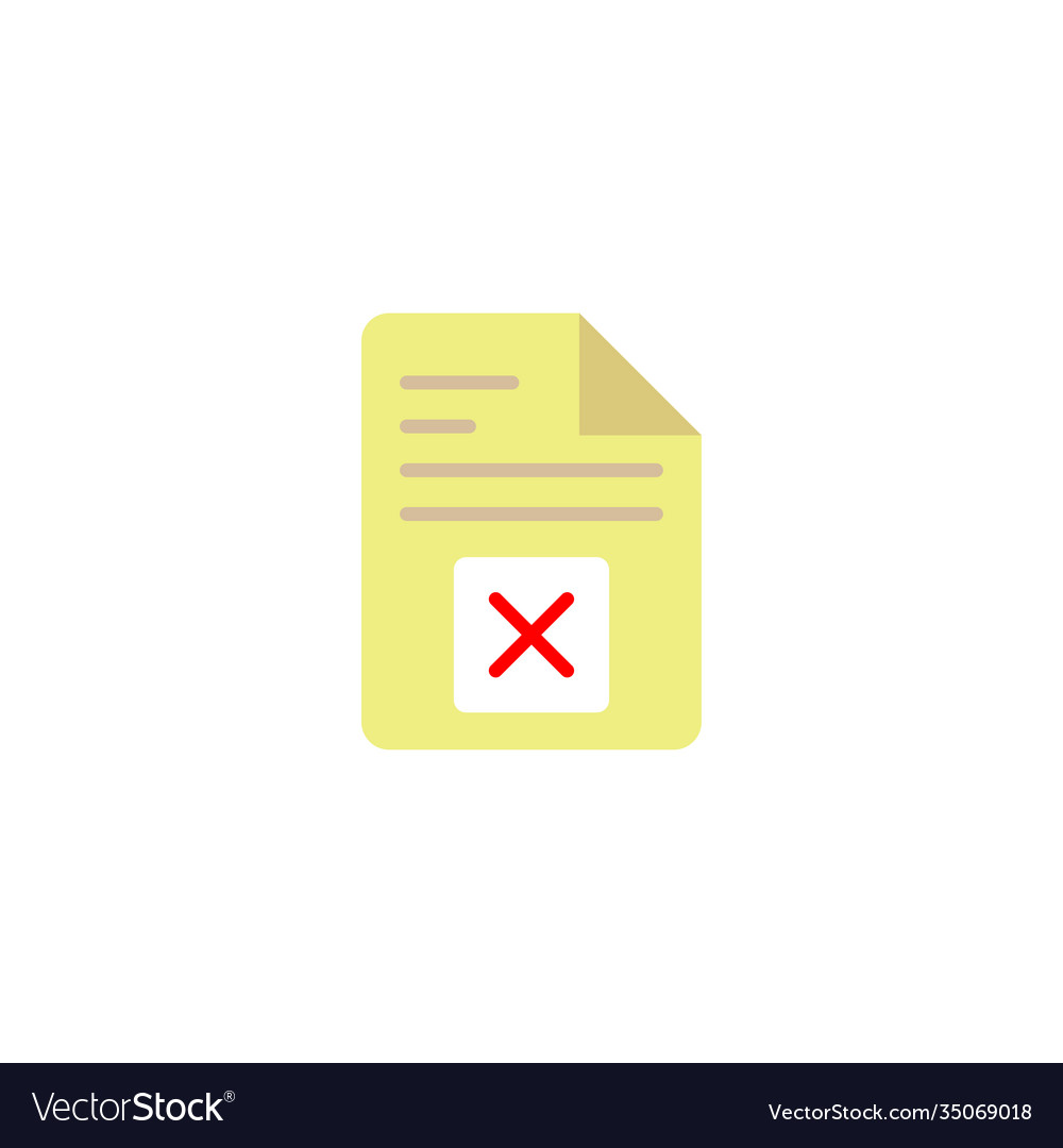 Cancel document file page restricted x icon color vector image Cancel document file page restricted x icon color
