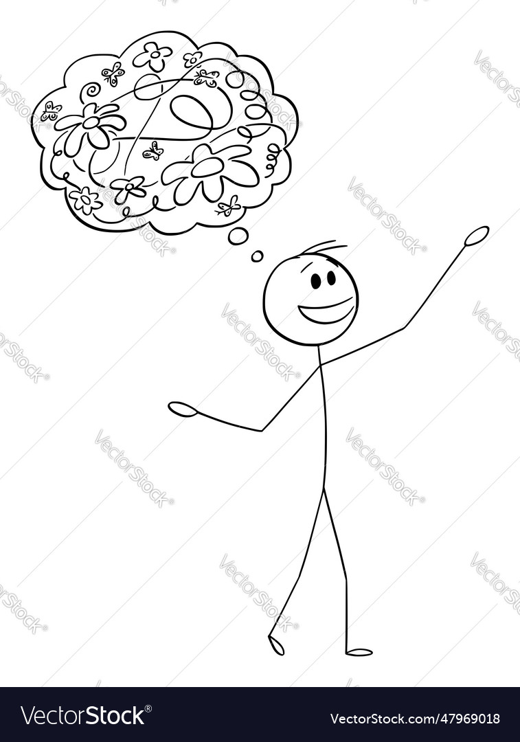 Creative artistic thinking cartoon stick figure Vector Image