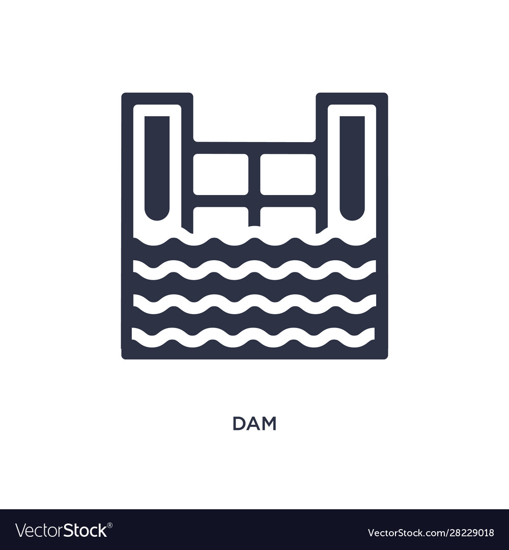 Dam icon on white background simple element from vector image Dam icon on white background simple element from