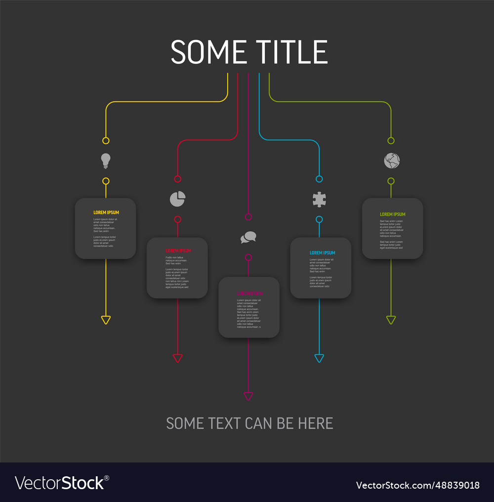 Dark five content block template with gray vector image Dark five content block template with gray