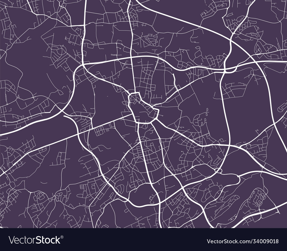 Detailed map bochum city linear print Royalty Free Vector