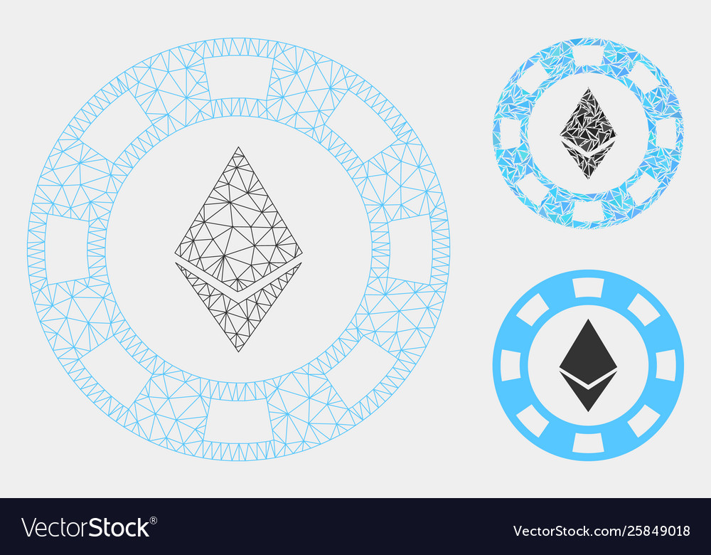 Ethereum casino chip mesh wire frame model