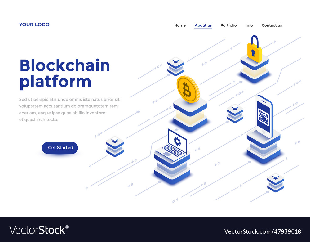 Flat color modern isometric concept - blockchain