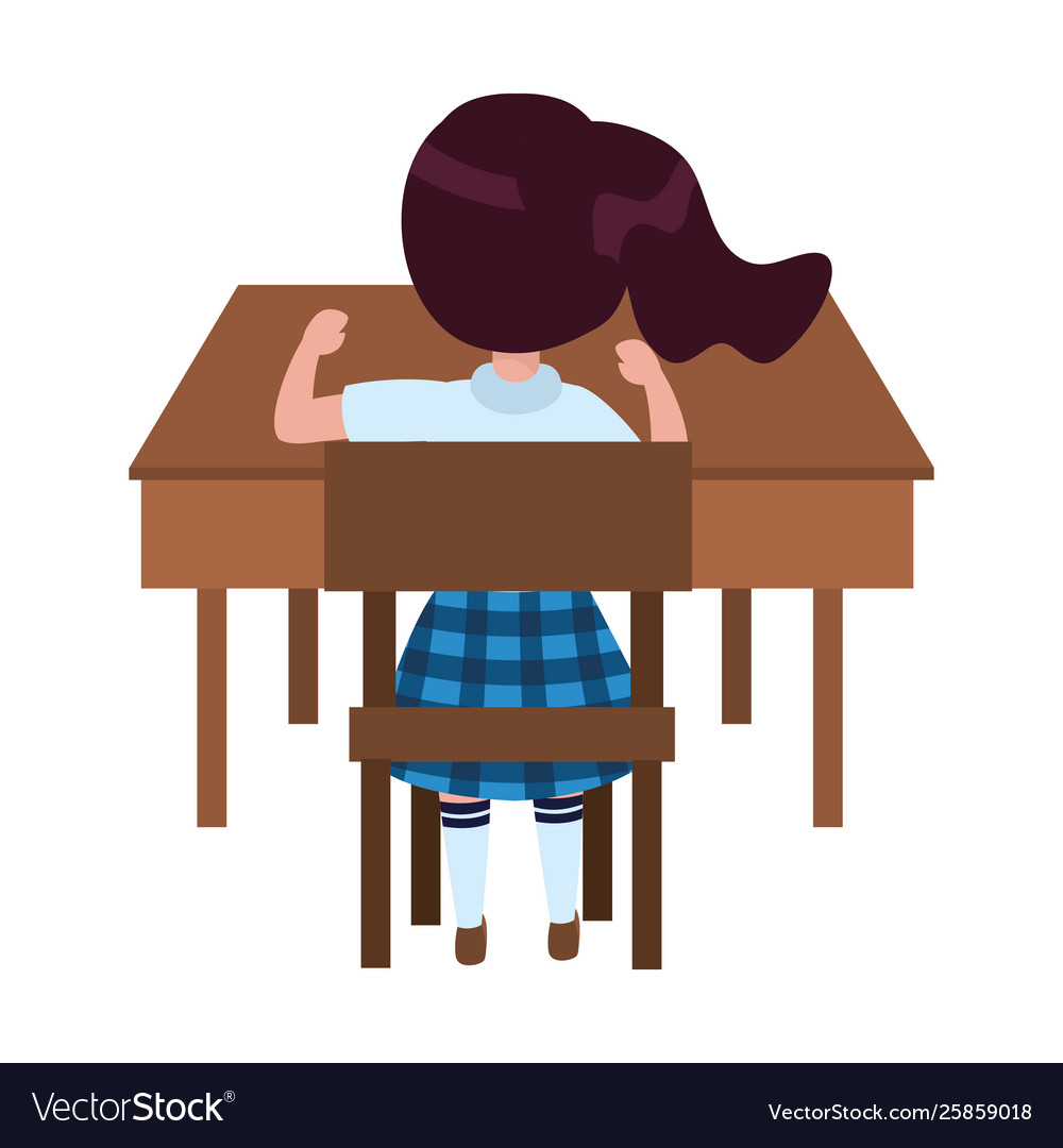 Girl Kid School In Desk Design