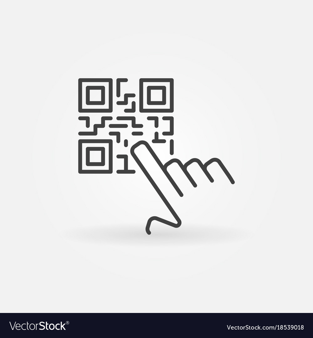 Hand pointing qr code concept icon