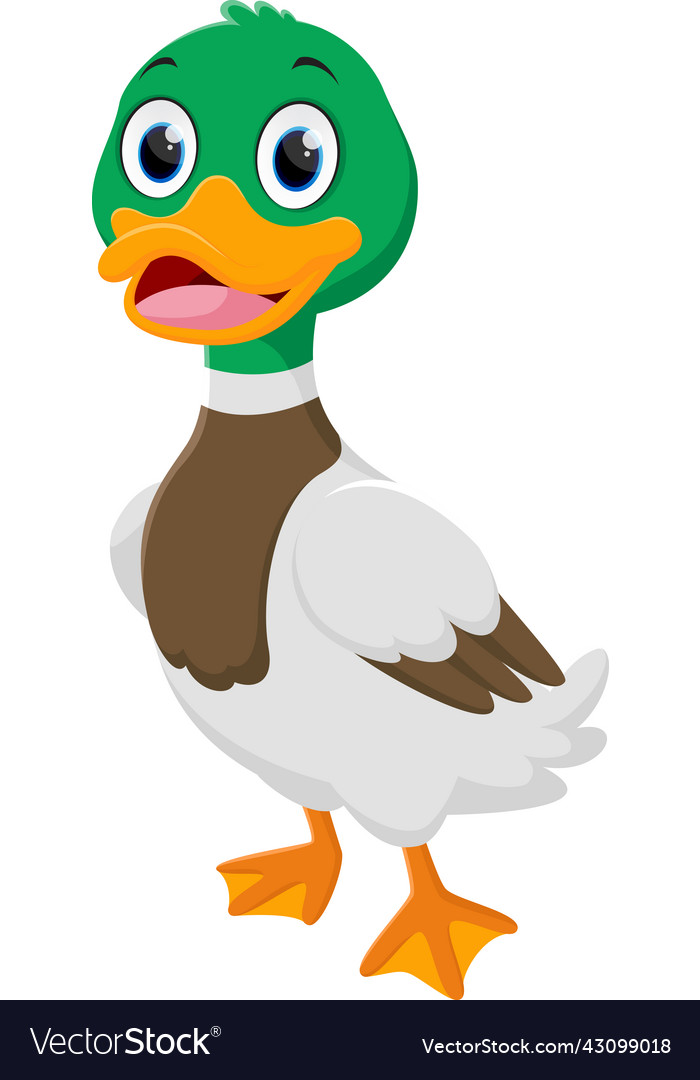 Happy duck cartoon standing