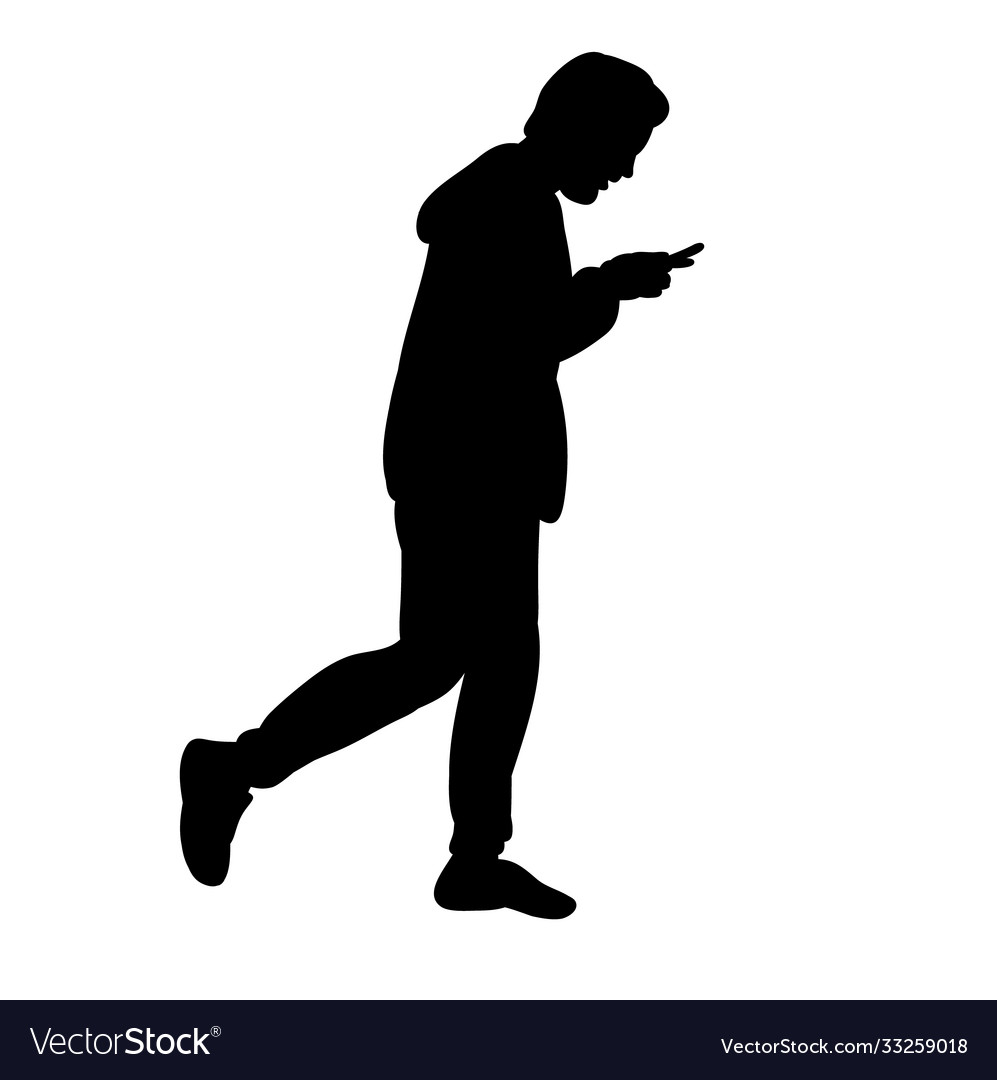 Isolated silhouette guy with phone