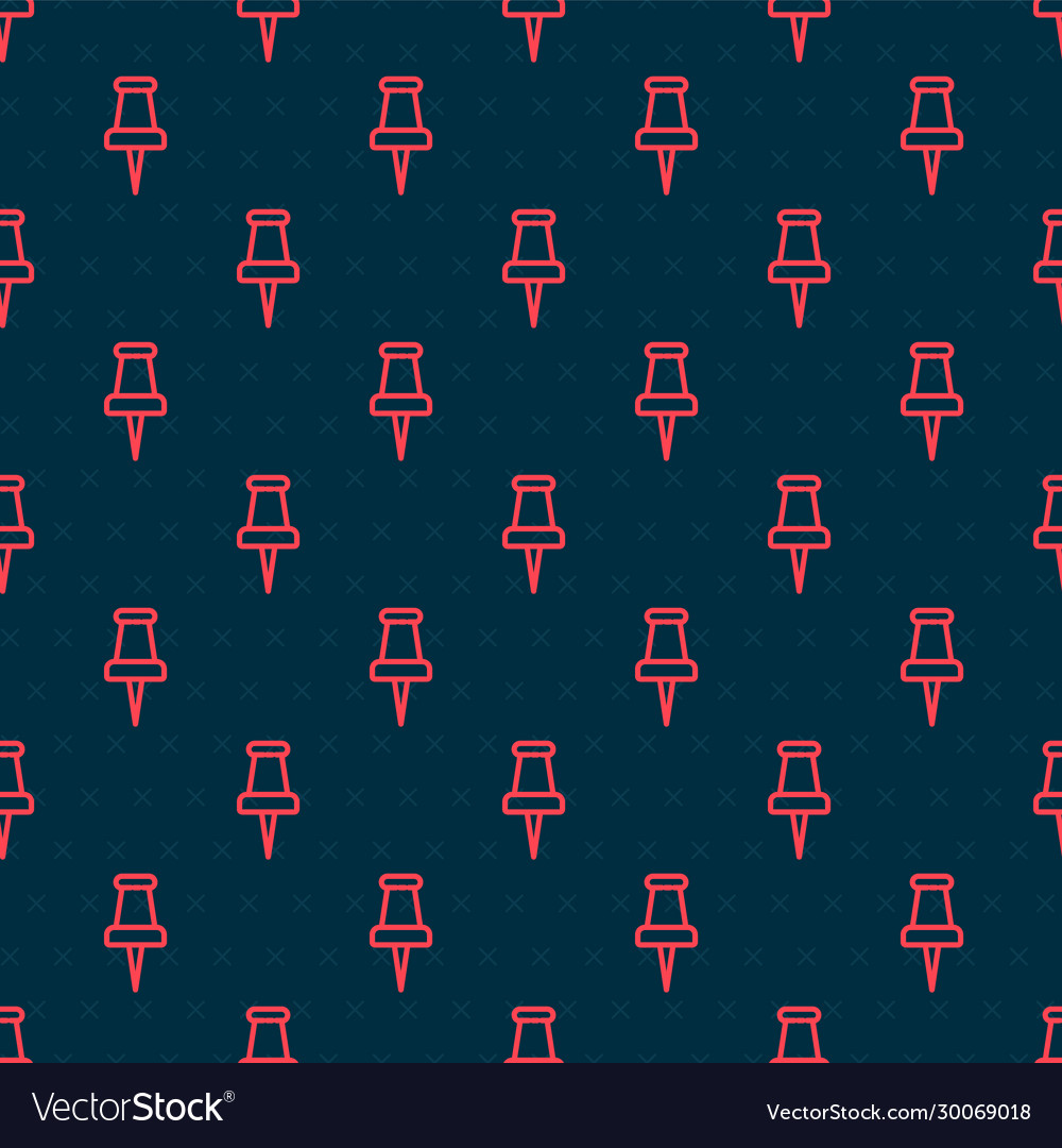 Red line push pin icon isolated seamless pattern vector image Red line push pin icon isolated seamless pattern