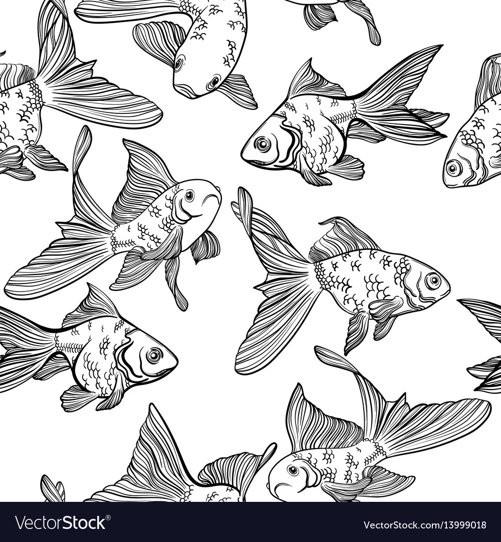 Seamless pattern with image of a fishes vector image Seamless pattern with image of a fishes