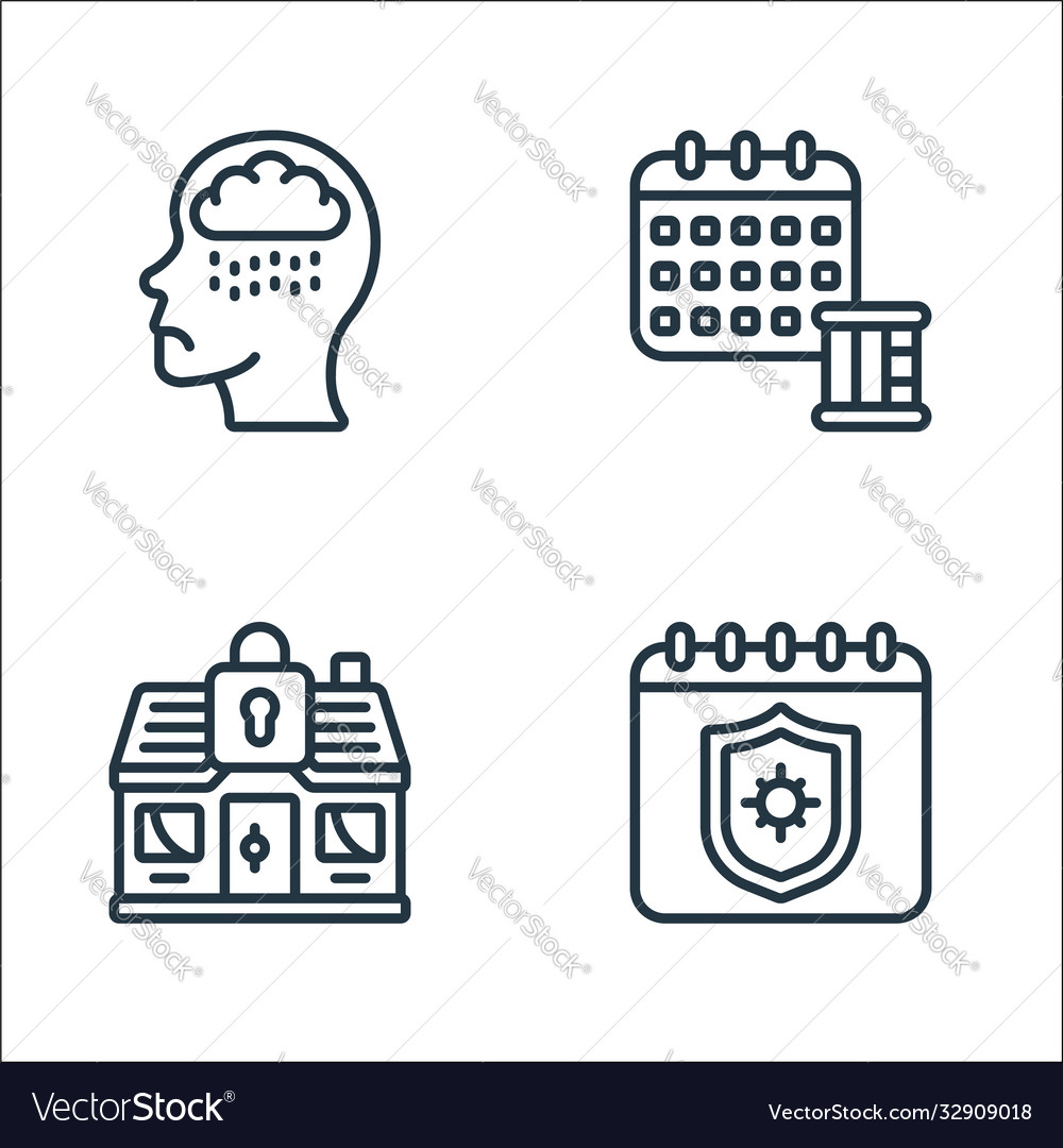 Self isolation line icons linear set quality vector image Self isolation line icons linear set quality