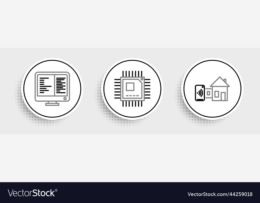 Set line smart home computer monitor screen vector image Set line smart home computer monitor screen