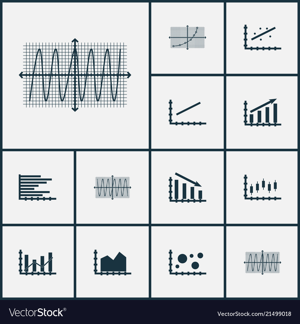 Set of graphs diagrams and statistics icons vector image Set of graphs diagrams and statistics icons