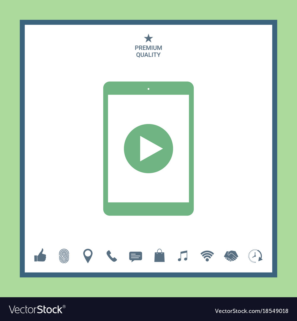 Tablet with play button ico