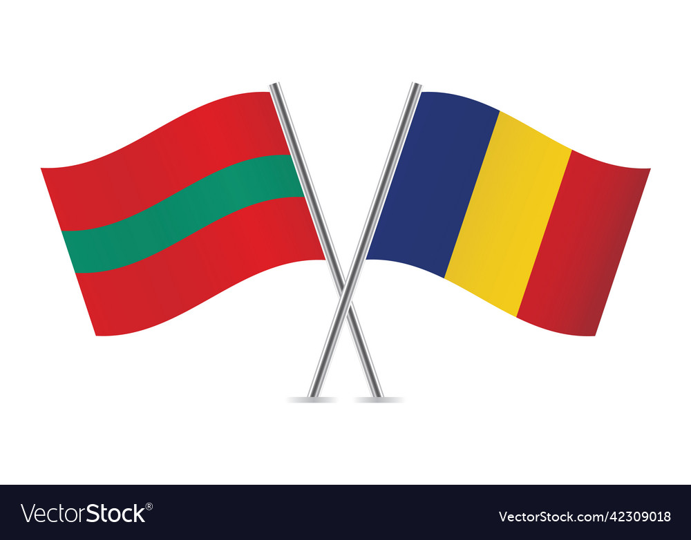 Transnistria and romania crossed flags Royalty Free Vector