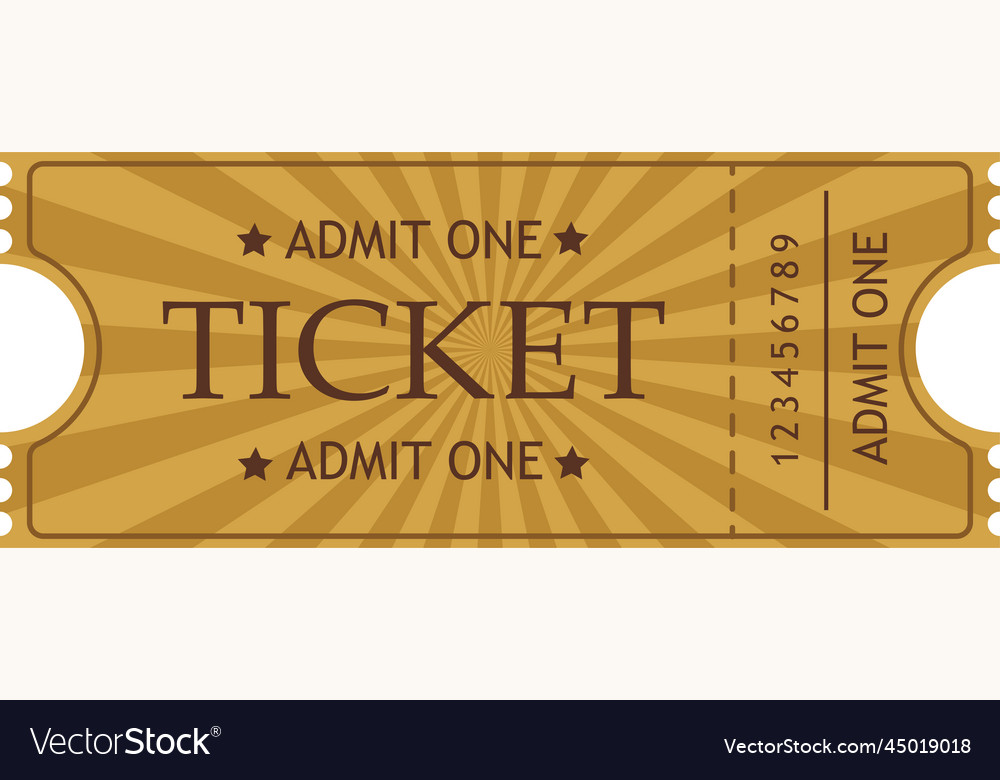 Vintage ticket realistic retro cinema and theatre Vector Image