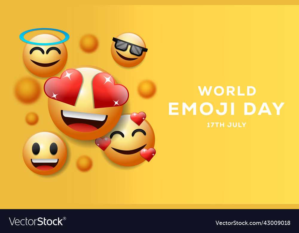 World emoji day with angel face smiling cool