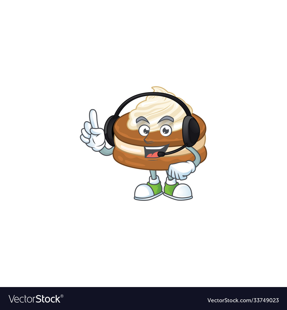 Attraktive weiße Creme alfajor tragen Kopfhörer vector image Attraktive weiße Creme alfajor tragen Kopfhörer